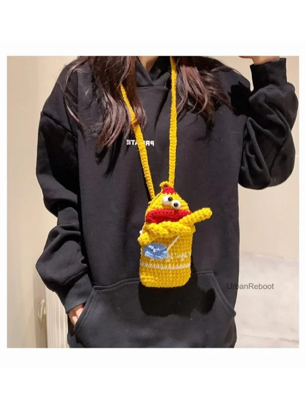 Crochet Crossbody Bag Sausage Mouth Knit Purse Mini Wallet